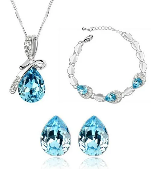 Оптовая высшего сорта Австрия кристалл кулон ожерелье серьги браслет Комплект