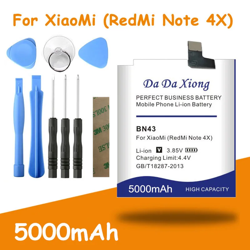 5000 мАч BN43 батарея для Xiaomi Redmi Note 4X4X5,5 дюймов сменные батареи+ Бесплатные инструменты