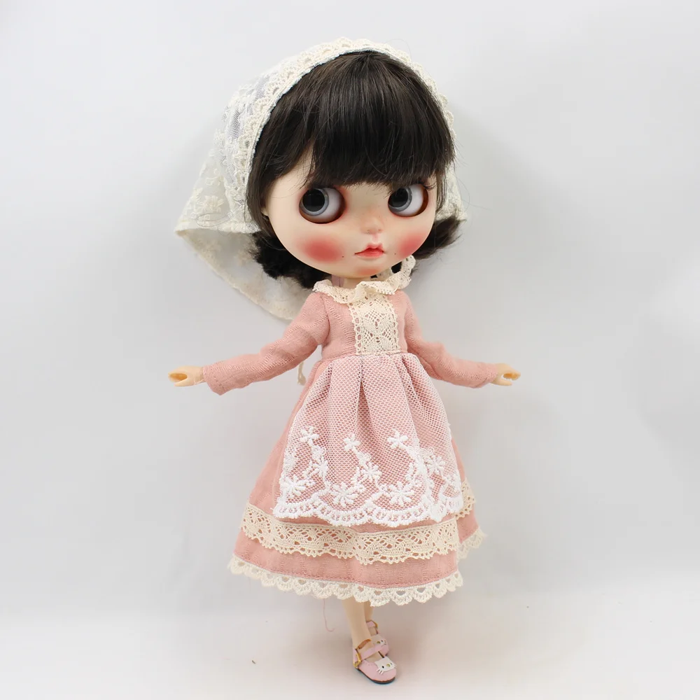 Blyth одежда 1/6 кукла ICY Licca тело леди розовое платье белый шарф Neo Бесплатная