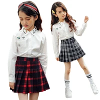 2020 spring autumn vintage pleated skirt toddler girls plaid cotton skirts school teens girls bottom children clothing 3 14 yrs