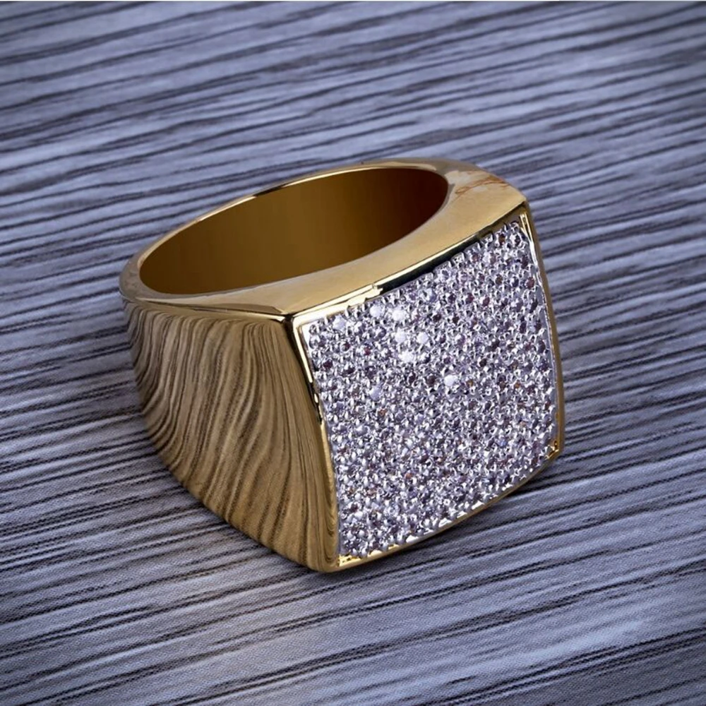 Новый стиль в стиле хип-хоп Для мужчин ювелирные изделия кольцо Медь золото Цвет