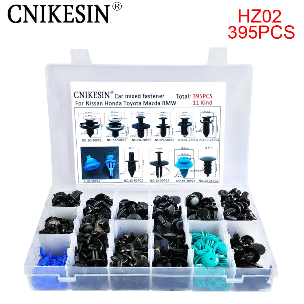 CNIKESIN HZ02 395 шт. Универсальная автомобильная Застежка 6 мм 10 смешанный Авто