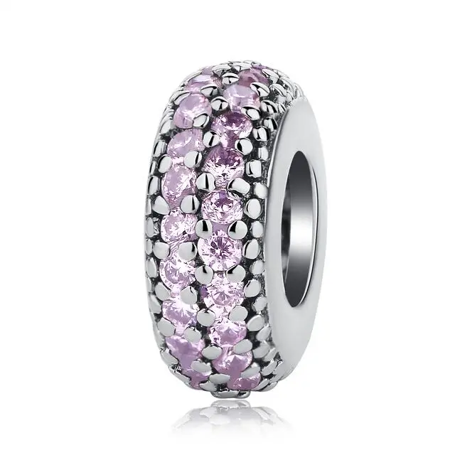 light pink Аутентичные серебряные бусины 925 пробы вдохновляющие прозрачные CZ бусины из циркония DIY Подвески подходят к оригинальным браслетам Pandora ювелирные изделия - Цвет: light pink