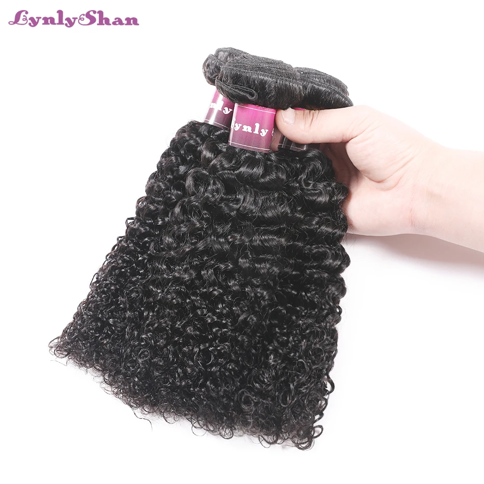Малазийские человеческие пучки волос с закрытием Remy кудрявые вьющиеся волосы