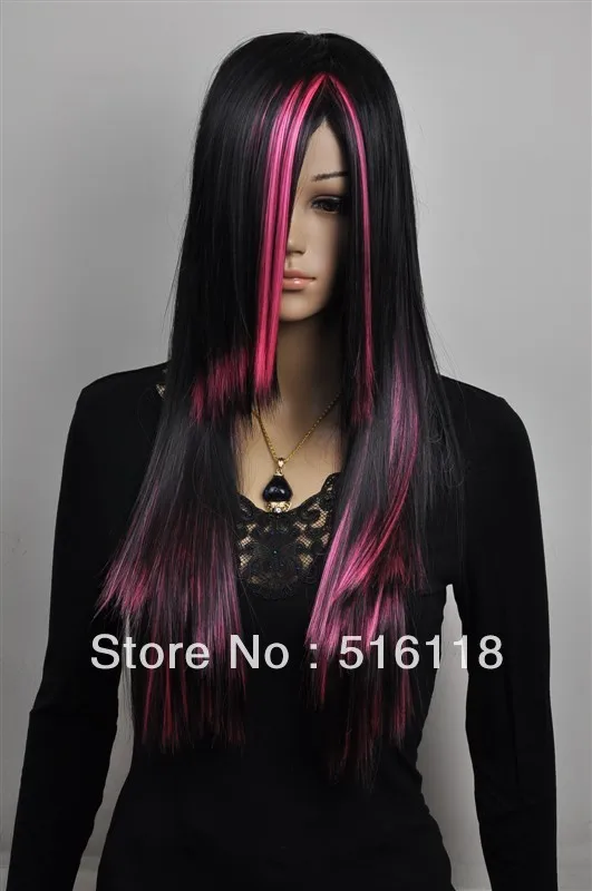 Новый Шарм Длинные Лолита Розовый Смешанный Черная Прямая Аниме Косплей