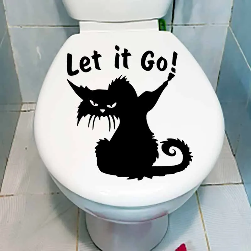 YOJA 22,1X24 см WC забавный кот Let It Go наклейка для сиденья унитаза ванная комната дома Наклейка на стену T5-0039