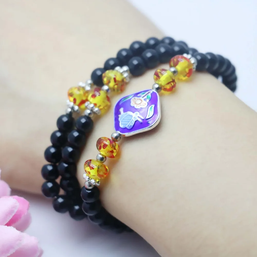 6 мм аксессуар изделия ручной работы черный камень бисер Тибет Silvercolor с