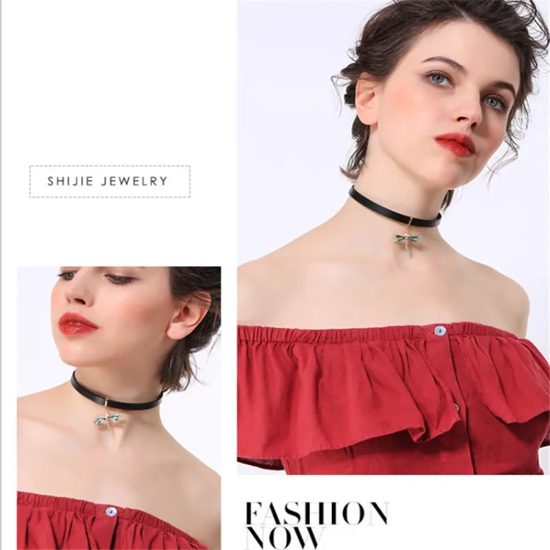 ENZE Модные женские ювелирные изделия новые кожаные короткие воротник цвет эмаль