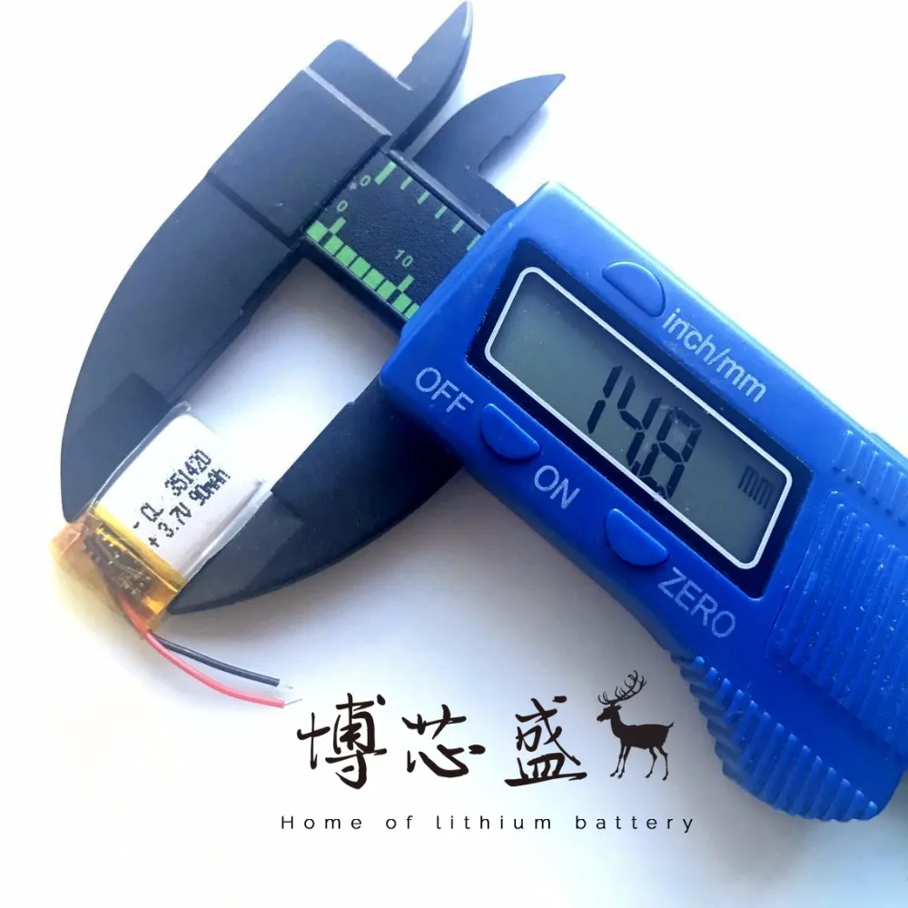351420 3.7v 90mah Connection head SH1.25mm 2p li-polymer rechargeable lithium battery li-po for 3d glasses bluetooth earphone |