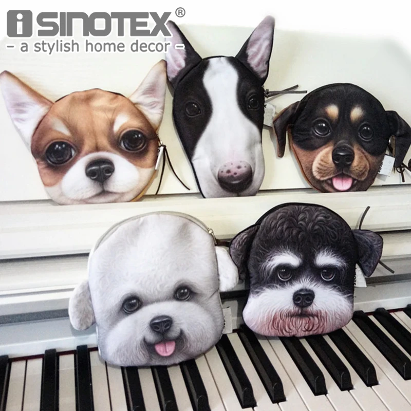 Прекрасная монета кошельки Женская 3D собака симпатичное лицо животное большое