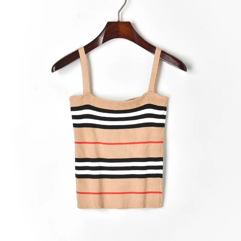 Knitted 2 Piece Outfits for Women Black and White Contrast Color Striped Vest Top+ High Waist Midi Pants Sweatsuits |