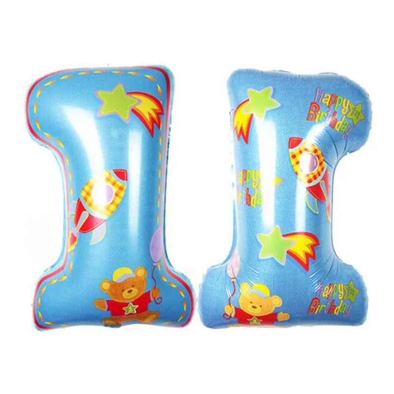 5 шт. 30 дюймов синий розовый номер фольги Воздушные шары babyshower пол раскрывает