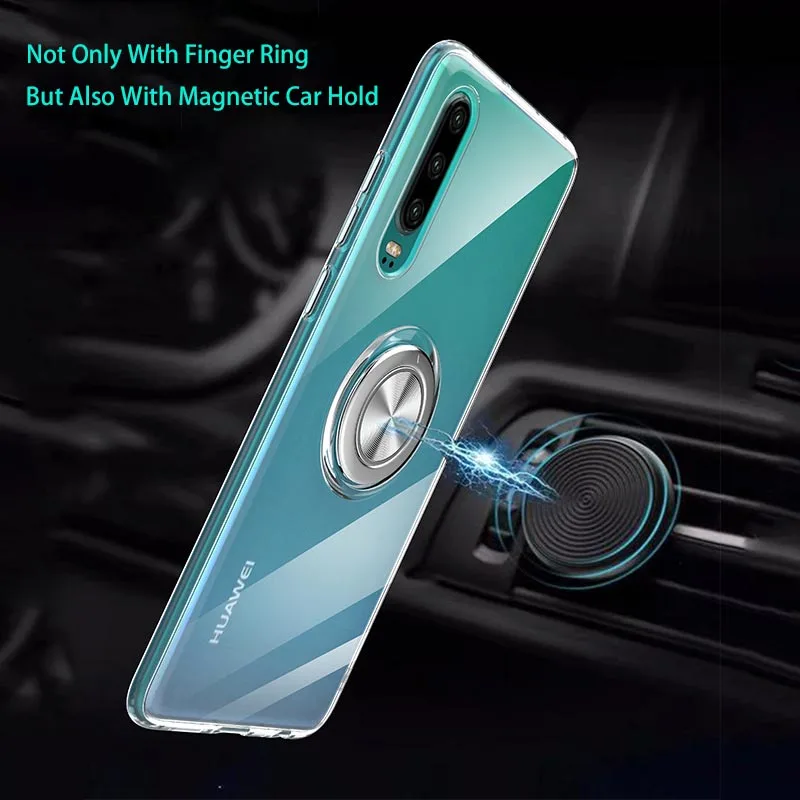 Мягкий силиконовый чехол для Huawei P30 P20 PRO прозрачный магнитный автомобильный