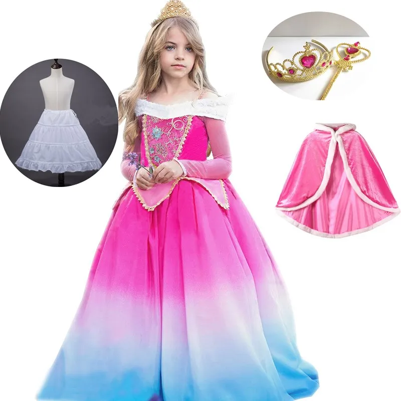 Girl Sleeping Beauty Aurora Dress up Cosplay Party Kids Halloween Holiday Clothing Children Christmas Costume | Детская одежда и