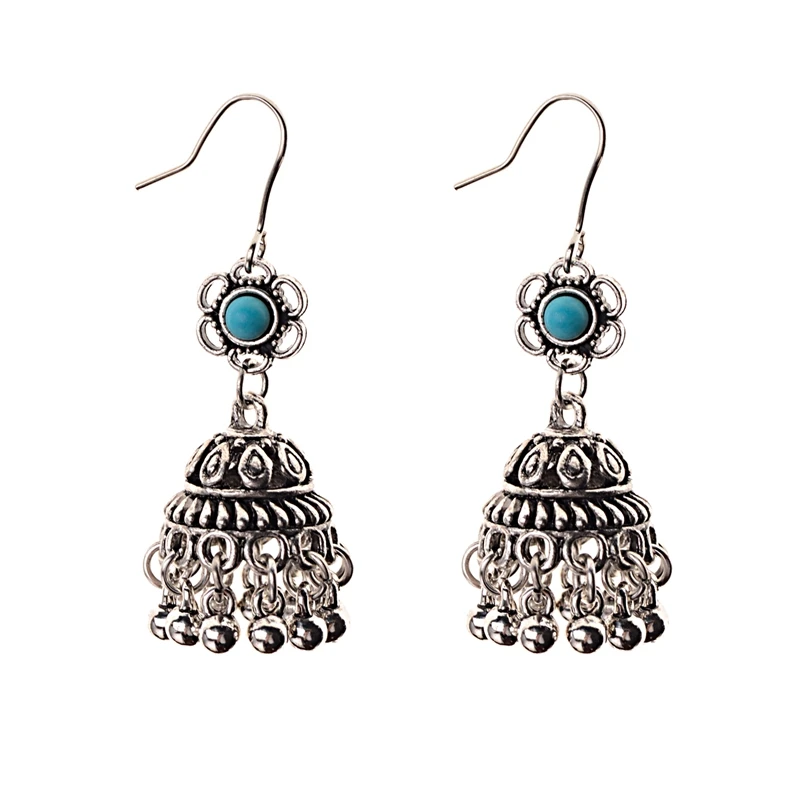 Style 8 Классические этнические серьги в виде капель воды Jhumka, женские винтажные резные турецкие Серебряные Колокольчики с кисточками, индийские турецкие ювелирные изделия, Женские Ювелирные изделия - Окраска металла: Style 8