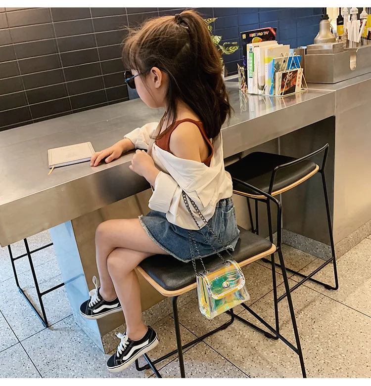 Сумка на плечо для девочек прозрачная мини сумка мессенджер из ПВХ с цепочкой