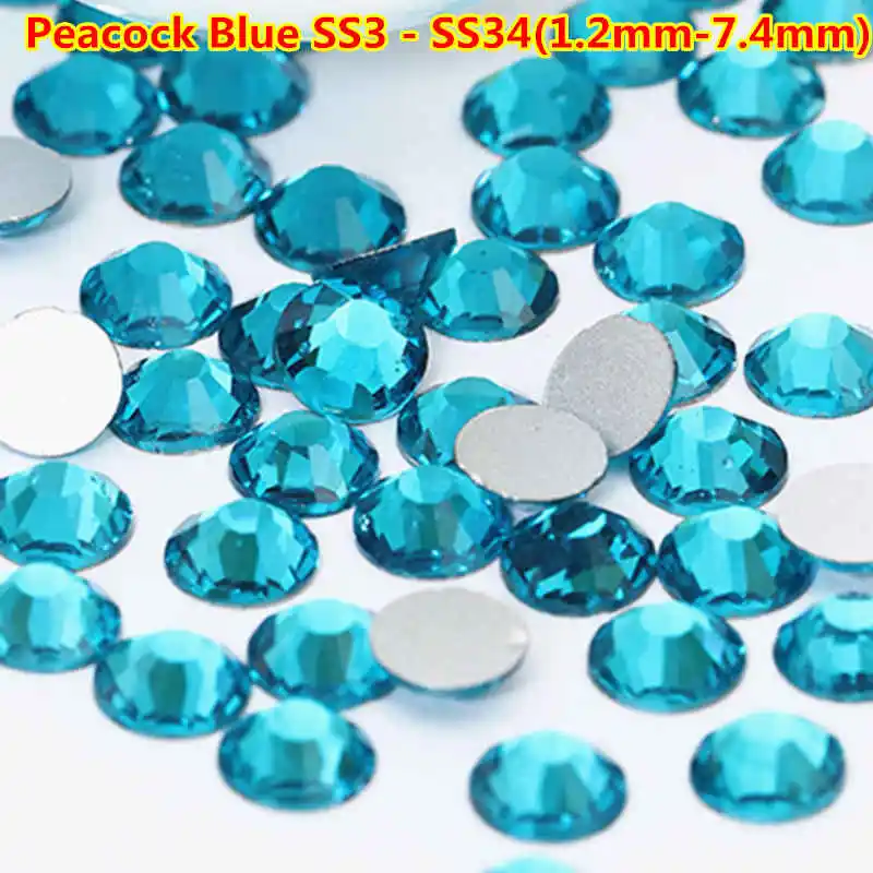 288 шт./пакет 30 Цвета piedras ногти ручек на выбор, ss34 стразы горячей фиксации, плоская задняя часть, украшение для ногтей ювелирное изделие на ногти стразы кристаллы дизайн ногтей стразами steentjes swarovsky гвозди - Цвет: peacock blue