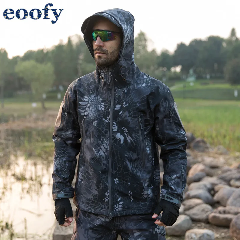 Ветровка в стиле милитари с мягкой ракушкой Мужская водонепроницаемая