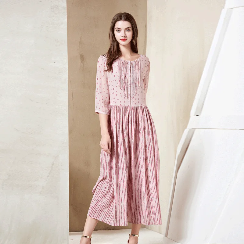 

100% naturl Silk Dress, Long dress, Silk Floret Silk Dress