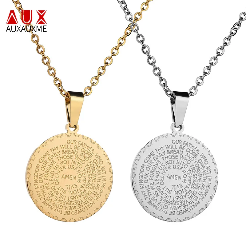 Auxauxme Амулет из нержавеющей стали Амен Библия подвеска ювелирные изделия Золотая