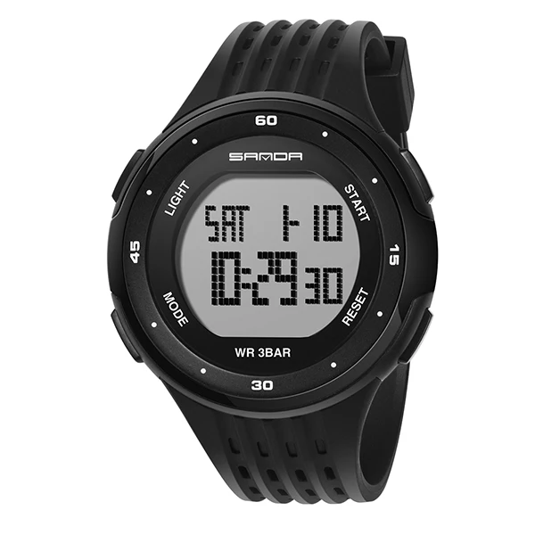 black white SANDA 338 Fashion Sport Watch Women Electronic LED Digital Watch Waterproof Ladies Wrist watches montre femme relogio feminino - Цвет: black white