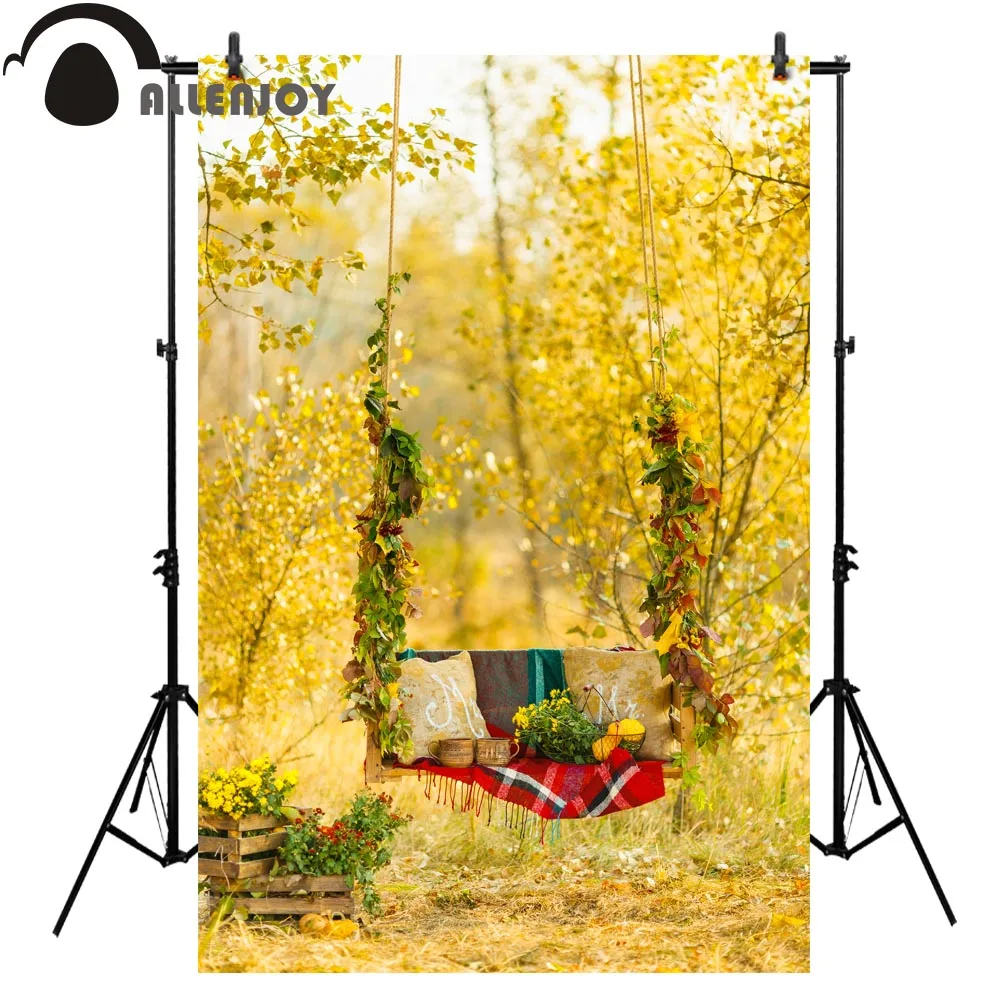 Allenjoy Фотофон с золотыми качелями для осени новый фон фотобудка фотосессии на