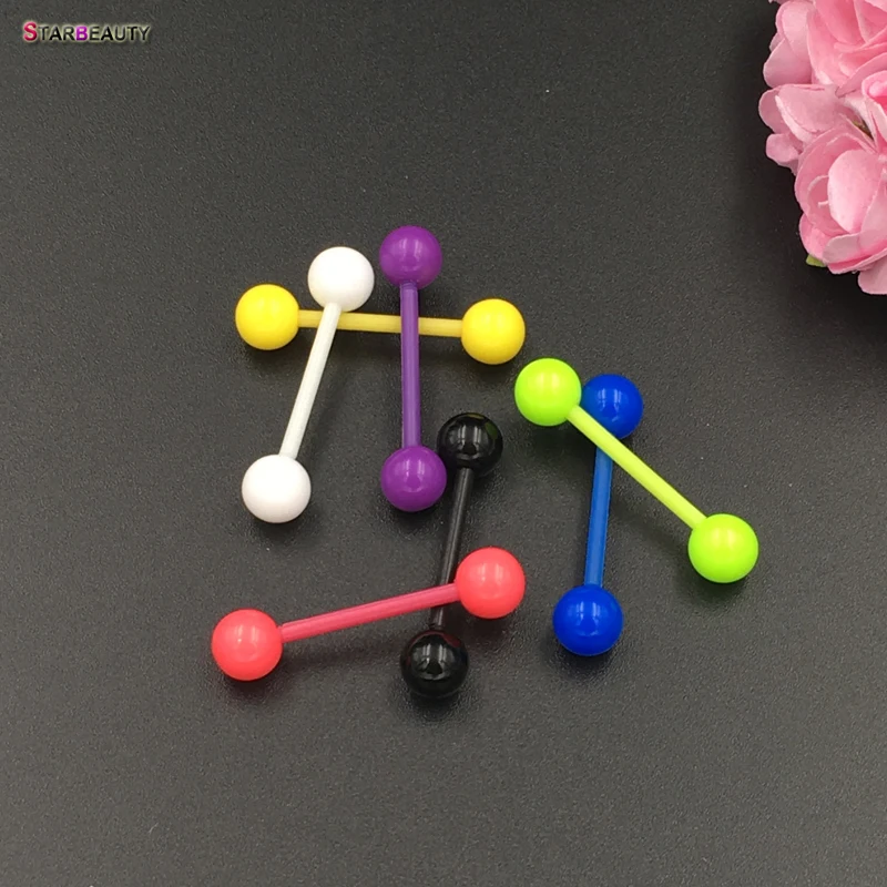 Starbeauty 2 шт./лот пирсинг шарикового языка lengua мягкое акриловое сосков кольцо для