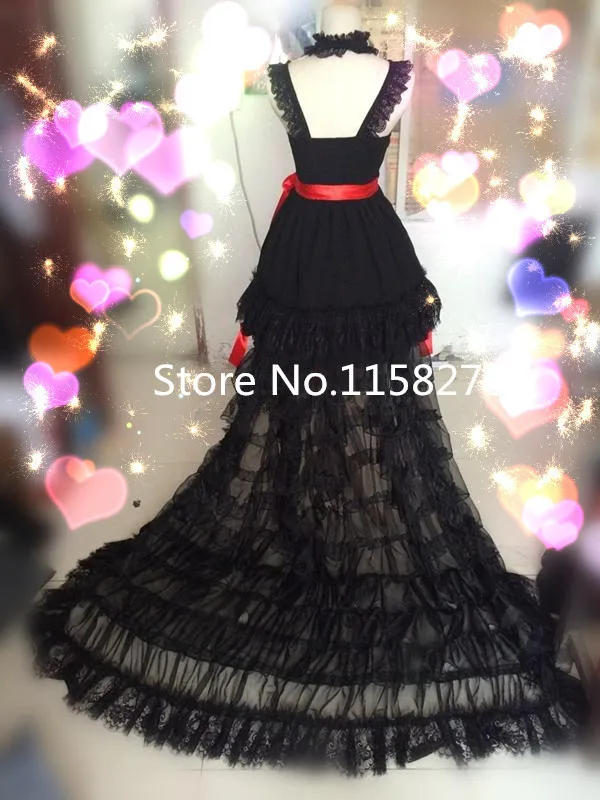 Длинное черное платье для косплея Виная Корона костюм Инори Юзуриха|dress strip|costume