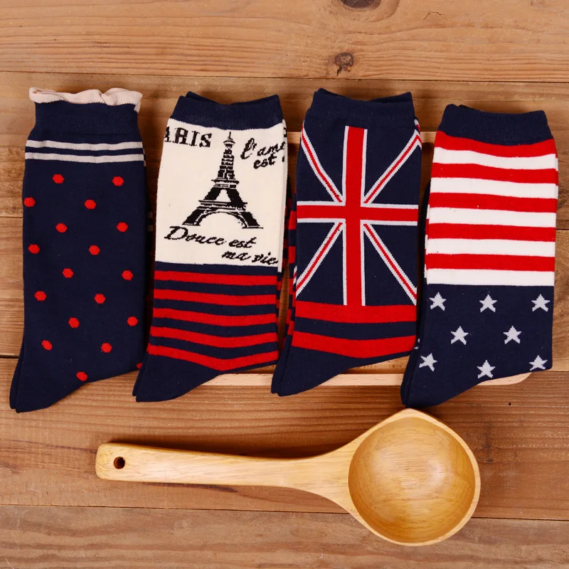Модные Хлопковые женские носки с флагом в английском стиле новый дизайн милые