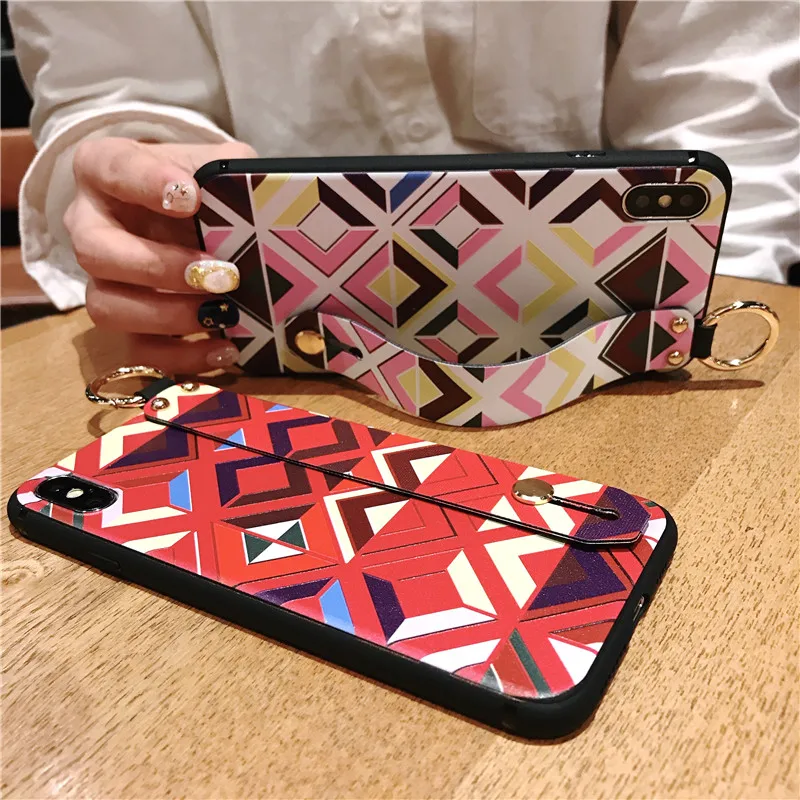 Геометрический узор ремешок на запястье повязка руку 3D рельефный чехол для iPhone X