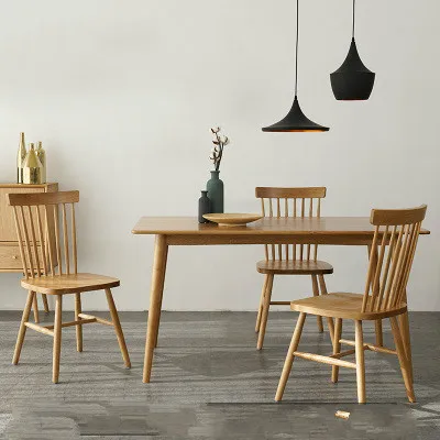 Table and 4 chairs Модный стол в скандинавском стиле, обеденный стол из цельного дерева, современный Прямоугольный Обеденный Стол, небольшой домашний стол, комбинация стульев - Цвет: Table and 4 chairs