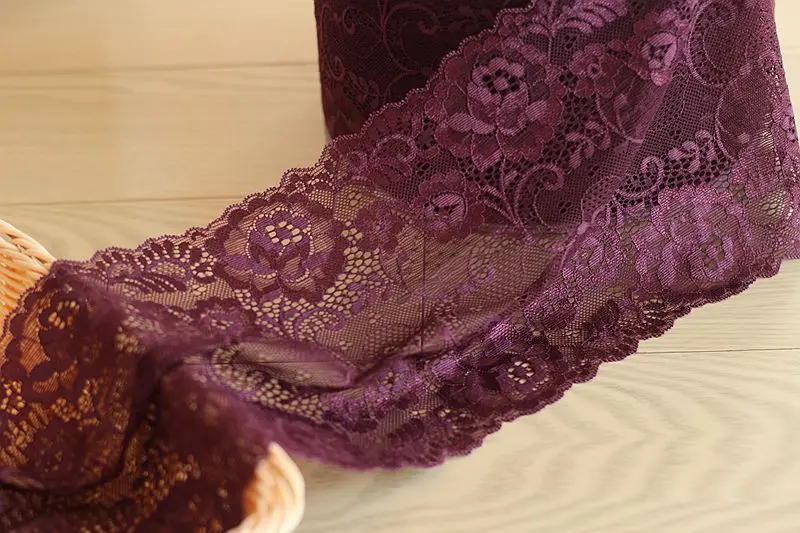 Широкая эластичная кружевная отделка глубокого пурпурного цвета, ручной работы, шириной 17 см, 2 ярда в упаковке, для украшения волос и нарядов свадебных платьев и юбок.