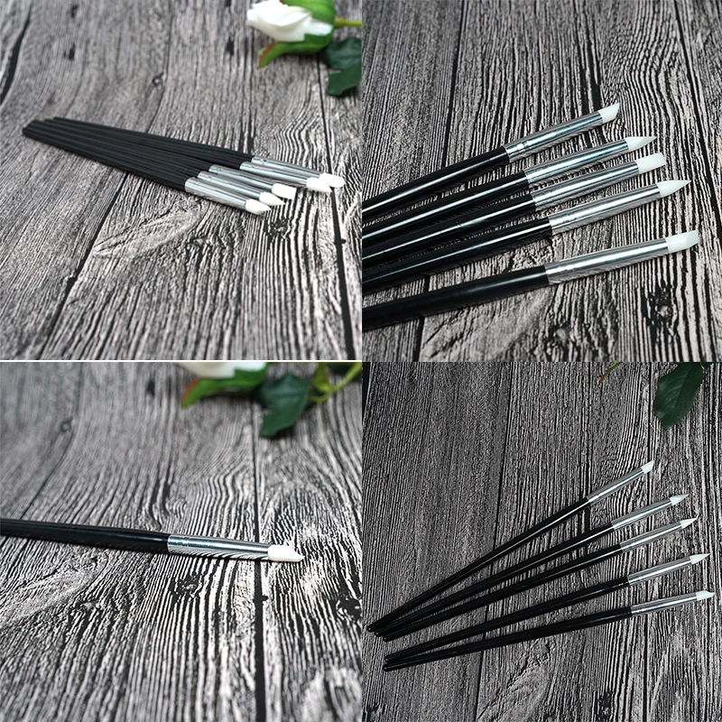5 Pcs/set Silicone Uv Gel Nail Art Pen Brush Shaping Clay Points Carving Emboss Hollow Earthenware Sculpture Polish Tool | Красота и