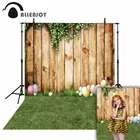 Allenjoy Пасхальный фон для фотосъемки, деревянная доска, трава, яйцо, дети, весенний Фотофон, Фотофон