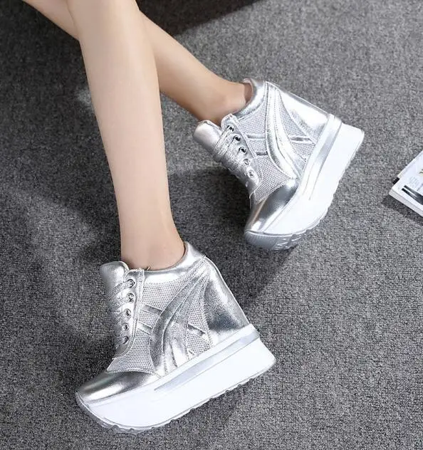 Женские туфли на платформе 10 см дышащие дорожные кроссовки танкетке