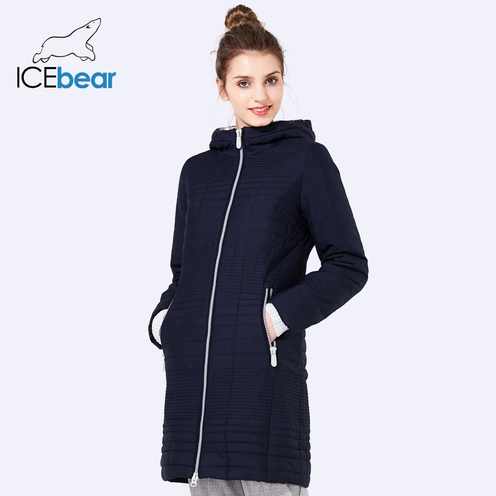 ICEbear осень длинные Хлопковые женские пальто с капюшоном модные женские пуховики парки для женщин 17G292D
