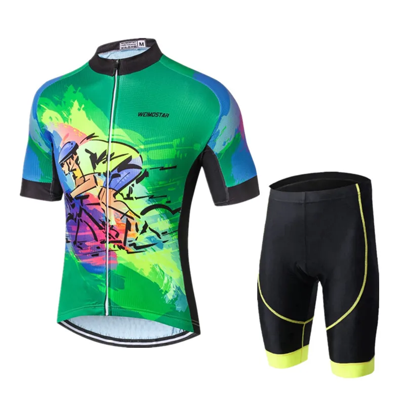 Color 1 Weimostar зеленая велосипедная одежда Pro Team Велоспорт Джерси Набор Ropa Ciclismo Лето mtb велосипед Джерси горный велосипед одежда - Цвет: Color 1