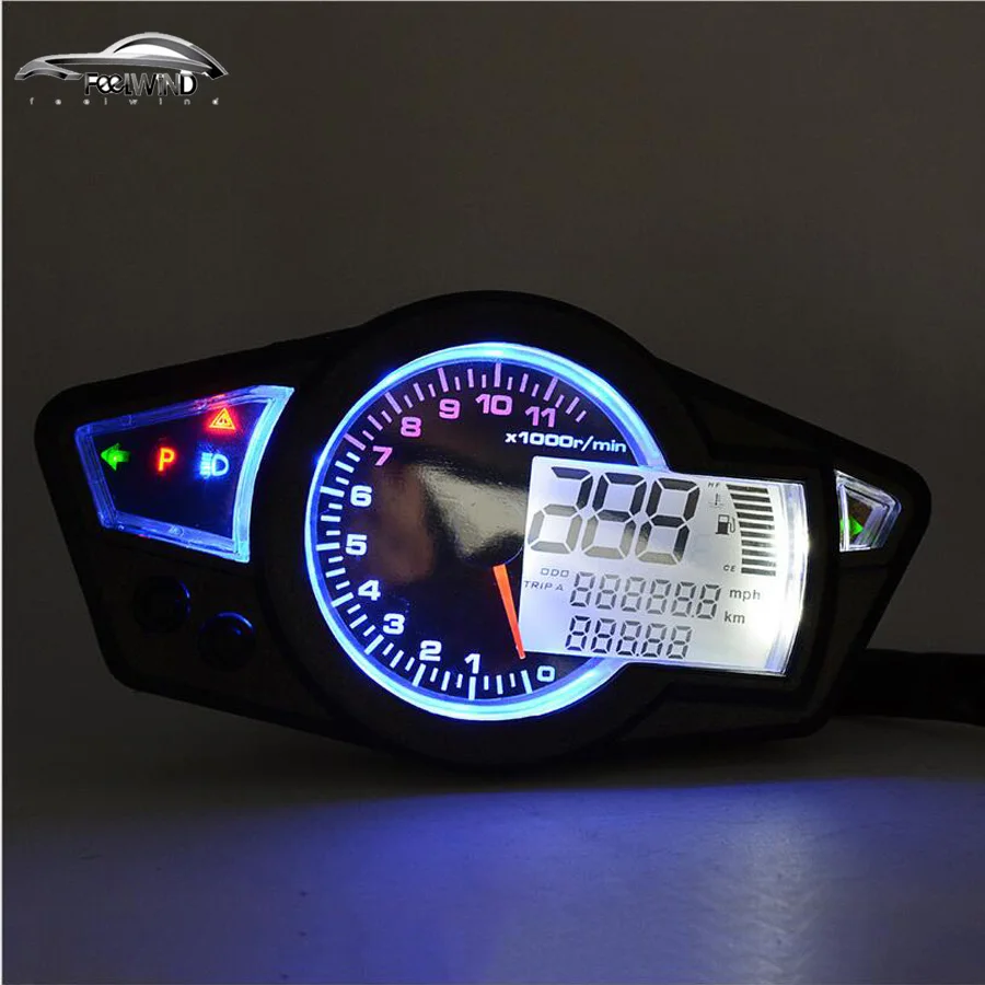 

11000 rpm 12V LCD Digital Speedometer Tachometer Odometer Motorcycle Km/h Backlight for all motorcycle