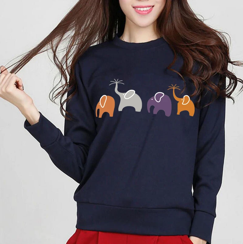 

Cartoon Elephant Printed Hoodies Sweatshirt For Women 2020 Spring Autumn Fleece Kawaii Animal Hoodies Hipster Casual Tracksuit