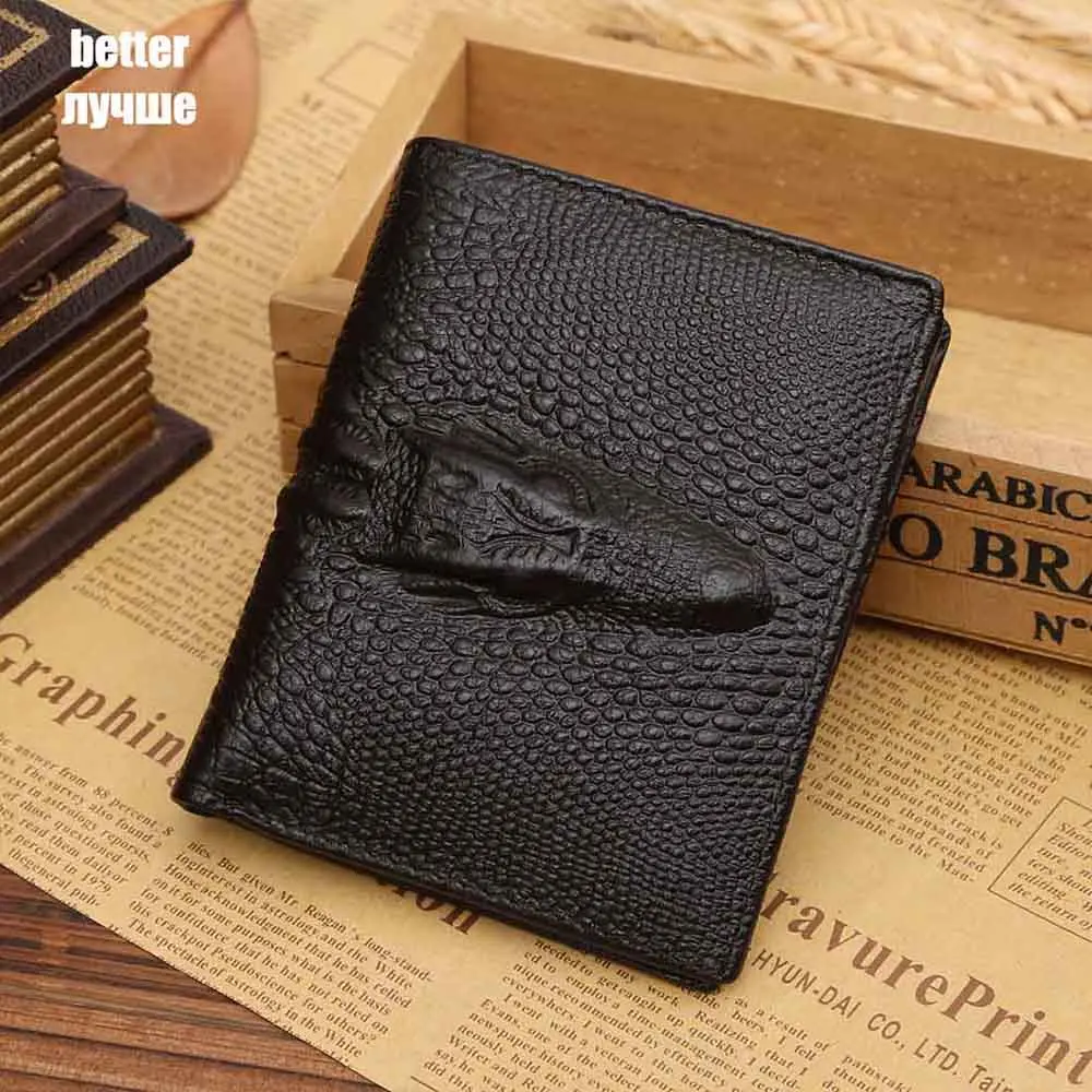 brown1 better Мужские кошельки из натуральной кожи с крокодиловым узором, с карманом для монет, черные короткие мужские кожаные кошельки, держатель для карт, высокое качество, мужской кошелек - Цвет: brown1 better