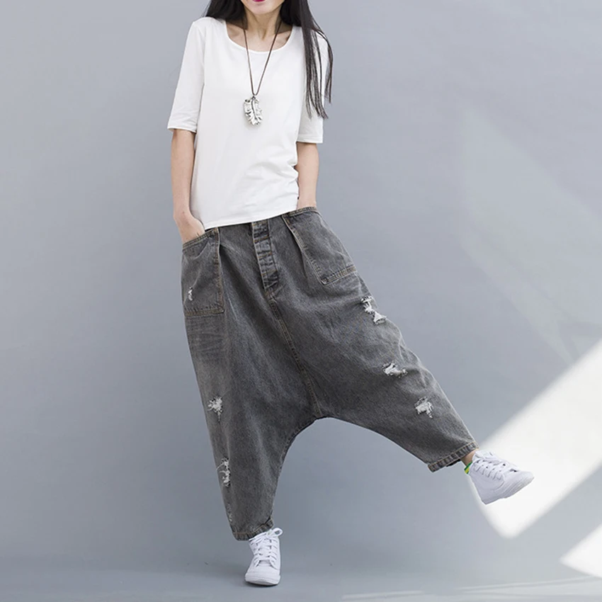 Для женщин осень 2018 г. джинсовые штаны джинсы для дамские шаровары личности