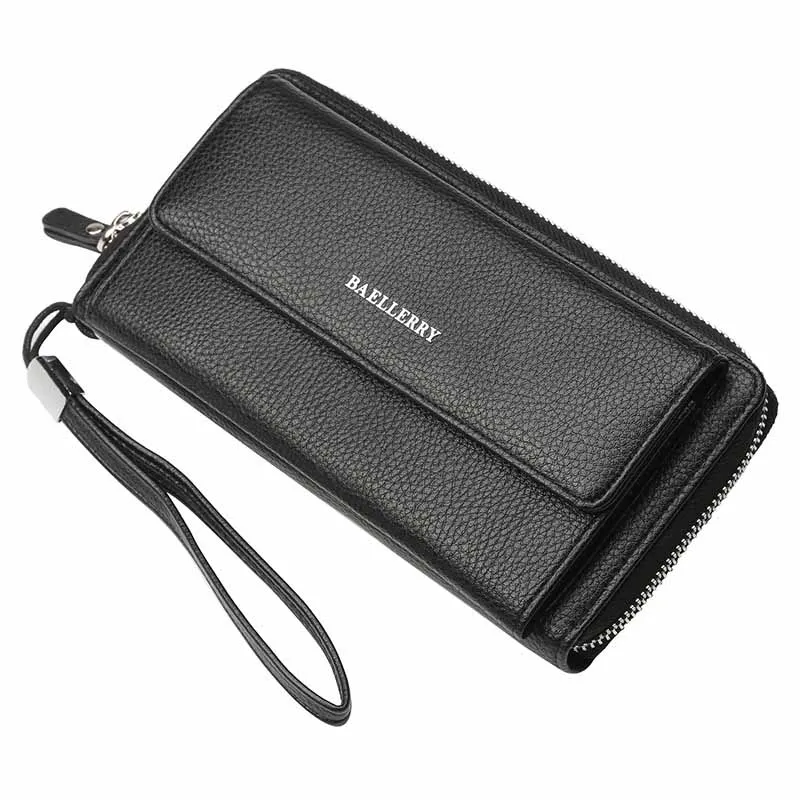 new pu hot sale brand mens wallet large capacity coin purse long zipper business wallet mobile phone credit card storage bag free global shipping