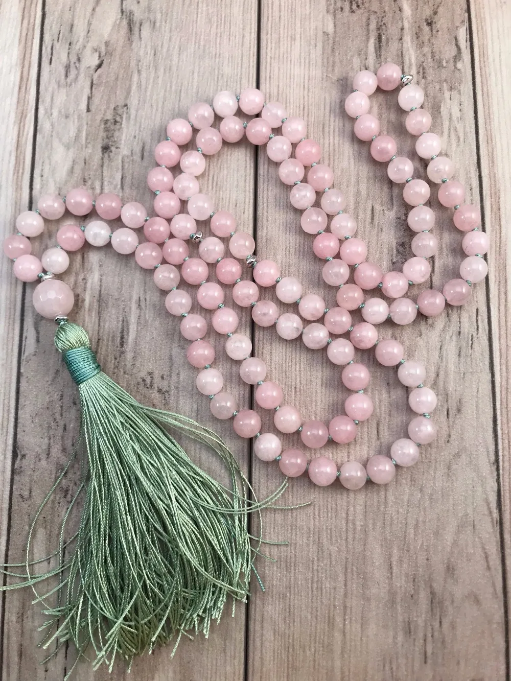 108 бусина Мала ожерелье RoseQuartz ожерелье с узелками Йога мала для медитации бусины мужские ювелирные изделия молитва ожерелье s ожерелье с кисточками