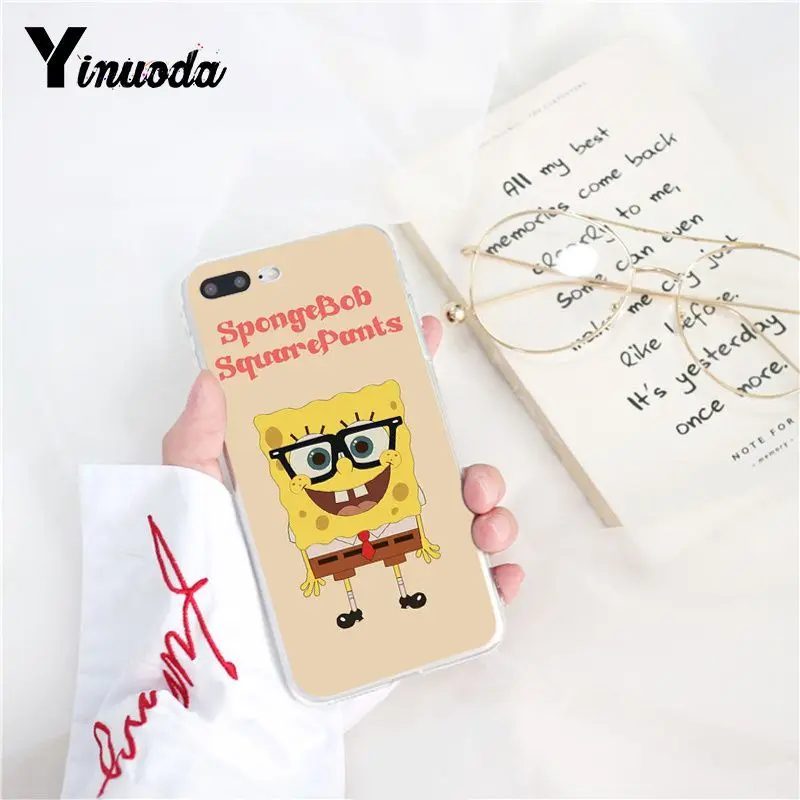 Yinuoda чехол с рисунком губки боба прозрачный мягкий для телефона iPhone 6S 6plus 7 7plus 8 8Plus