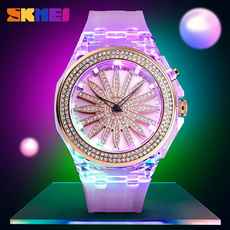 SKMEI Relogio Feminino 1536 модные красочные светодиодный светильник женские кварцевые часы 5 бар водонепроницаемые женские наручные часы