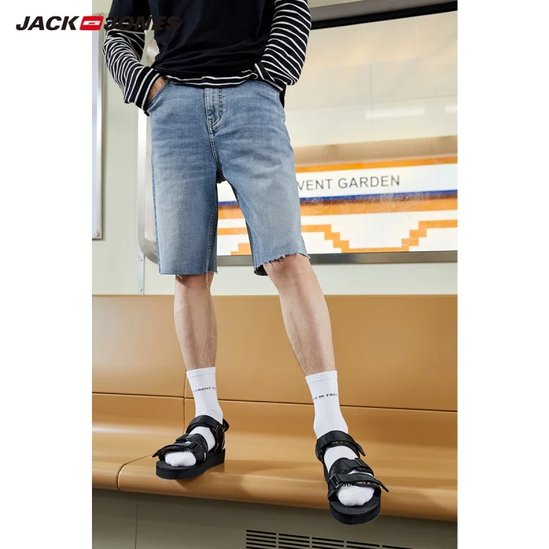 DENIM BLUE Jack Jones/мужские хлопковые джинсовые шорты до колена с эффектом потертости | 219243503 - Цвет: DENIM BLUE