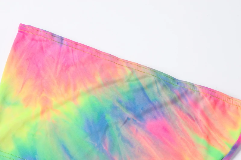 Chicology tie dye crop boob tube top high waist biker shorts female 2 two piece set summer sexy women clothing club outfit