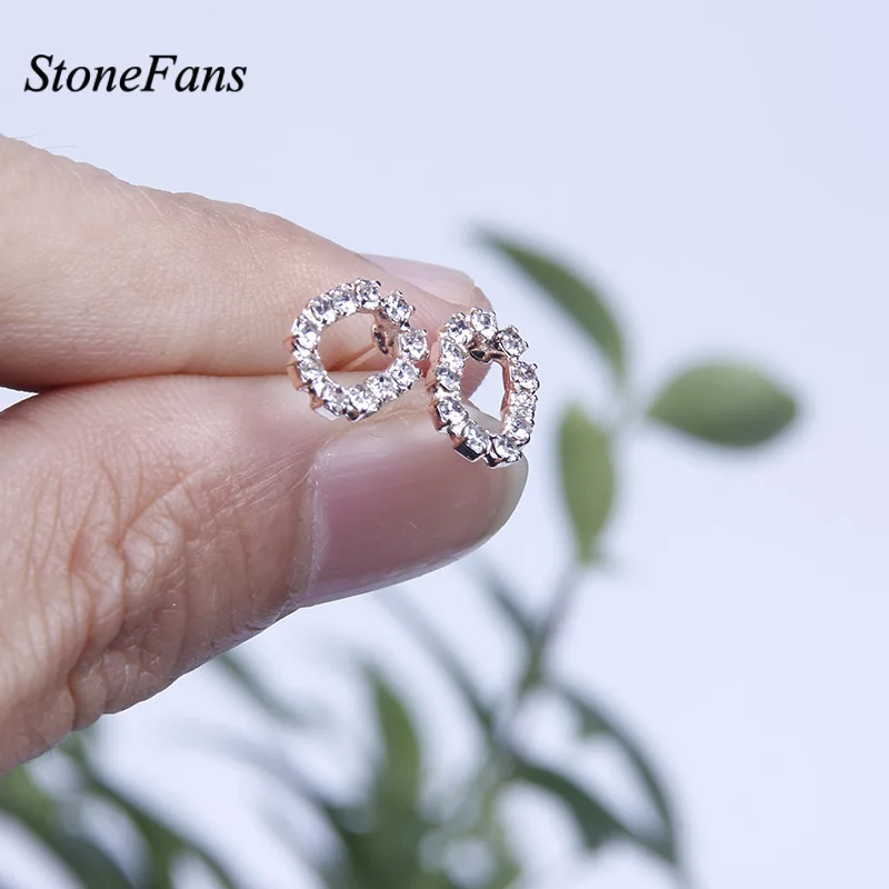 StoneFans A-Z розовое золото крошечные серьги с буквами инициала очаровательные