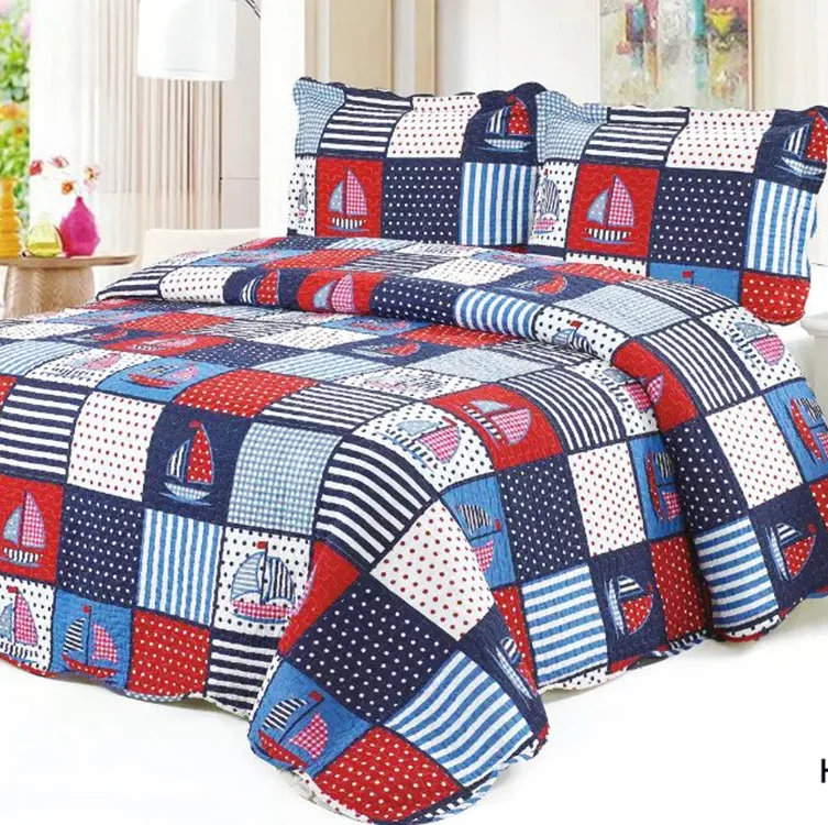 

Export New Washable Quilted 100% Cotton Bed Cover Set Reactuve Printing Bedding Set Three-piece Suit