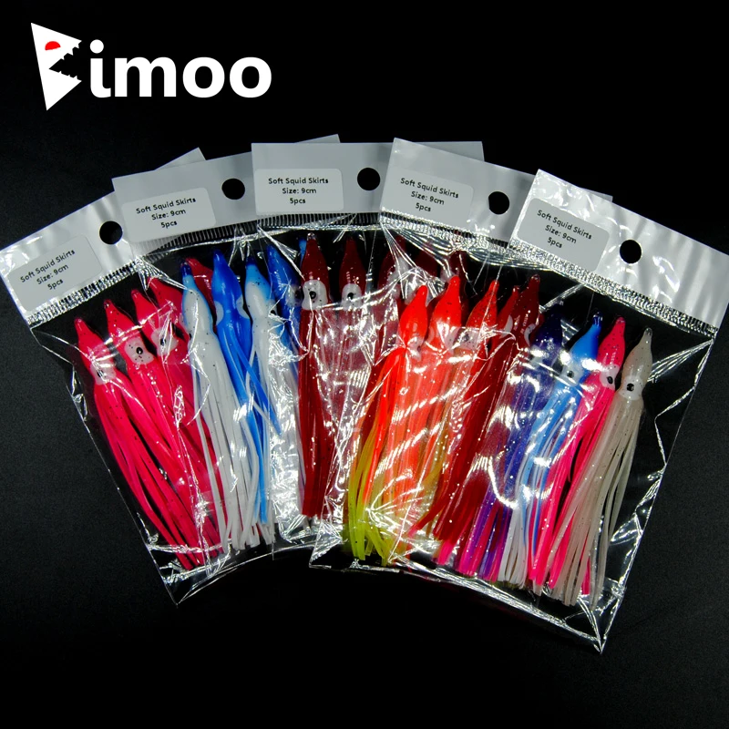 Bimoo 2 сумки = 10 шт. 9 см мягкий Кальмар юбки оранжевый красный розовый синий светящиеся пластиковые осьминог юбка